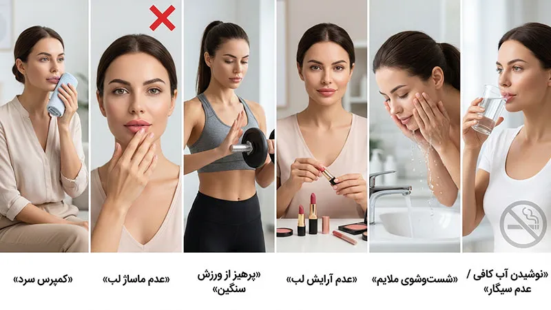 مراقبت های بعد از فیلر لب
